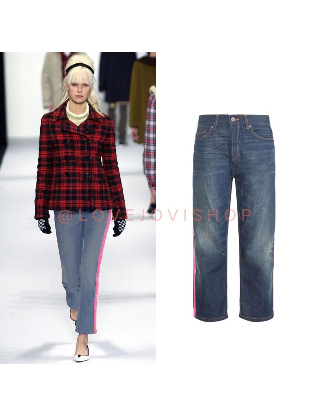 Jeans | Y2K Runway Marc Jacobs Boyfriend Cropped | High Rise Pink Racing Stripe